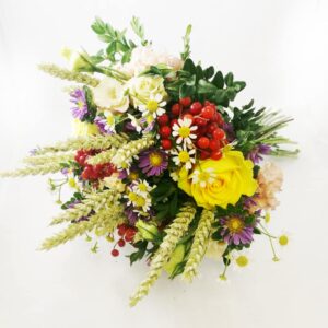 Букет с колосками и калиной для классного руководителя