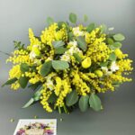 Увеличенный букет мимоза и нарциссы