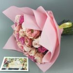Микс из розовых пионовидных роз 25 роз